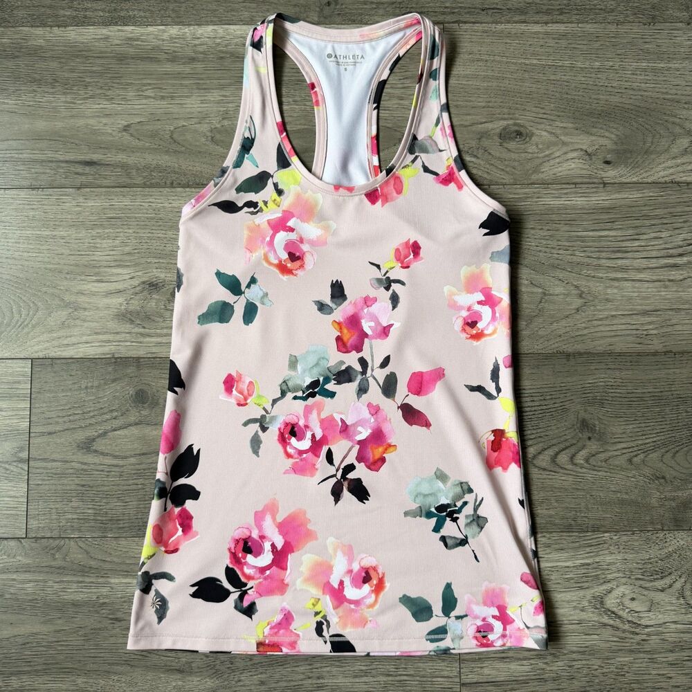 Athleta Pink Chi Tank - Floral Peony Print - Size Small - Picture 1 of 3